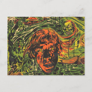 Carte Postale Zombies Halloween vintage, art de rue graffiti