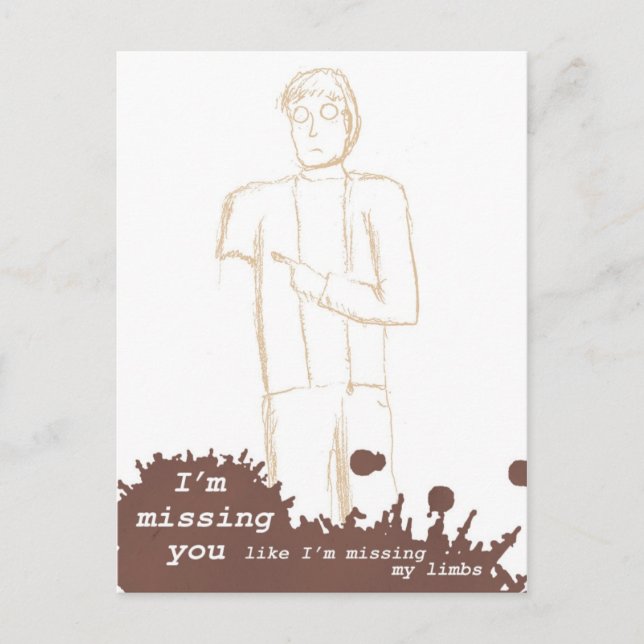 Carte postale Zombies - "Vous me manquez..." (Devant)