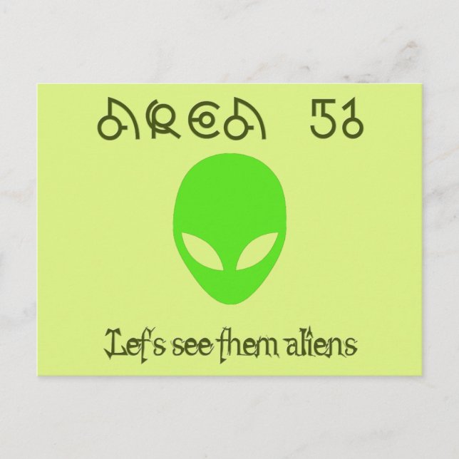 Carte Postale Zone 51 Voyons les aliens (Devant)