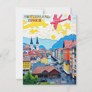 Carte Postale Zurich Suisse Art Vintage voyage