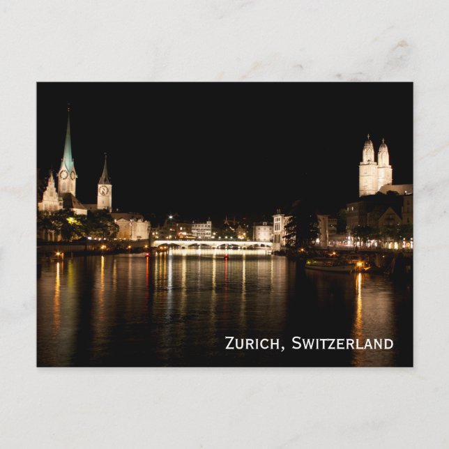 Carte postale Zurich Suisse Night Lights (Devant)