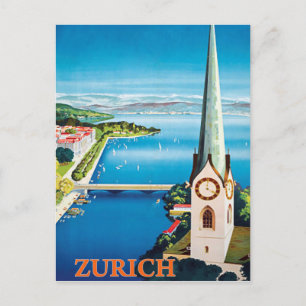 Carte Postale Zurich, Suisse ville, vue aérienne sur la tour de