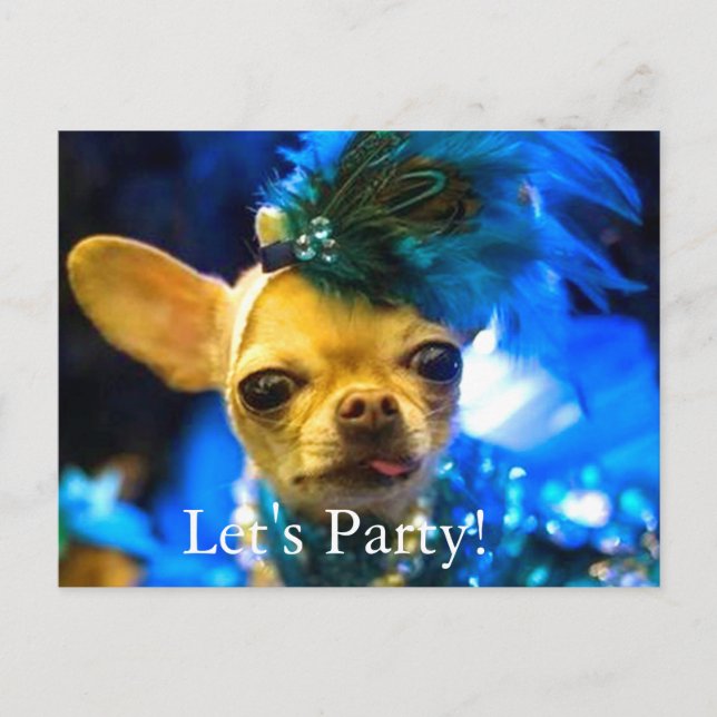 CARTE POSTCARD DE LA FÊTE - LAISSEZ PARTY CHIHUAHU (Devant)