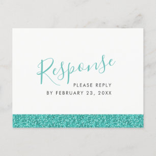Carte POSTCARD Turquoise Sparkly Blue Réponse RSVP