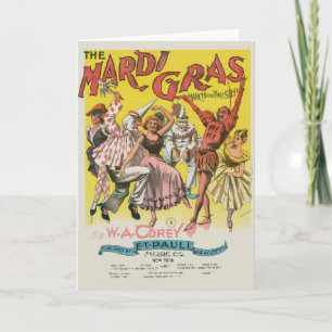 Carte Poster Antique Jaune Mardi Gras