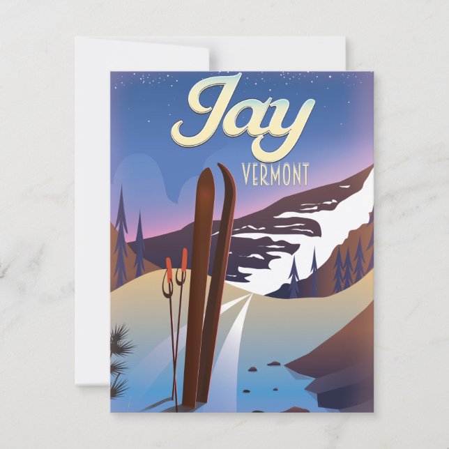 Carte Poster de voyage de ski Jay Vermont USA. (Devant)