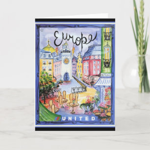 Carte Poster de voyage Europe vintage,