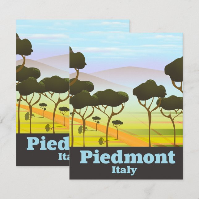 Carte Poster de voyage Piedmont Italie (Devant / Derrière)