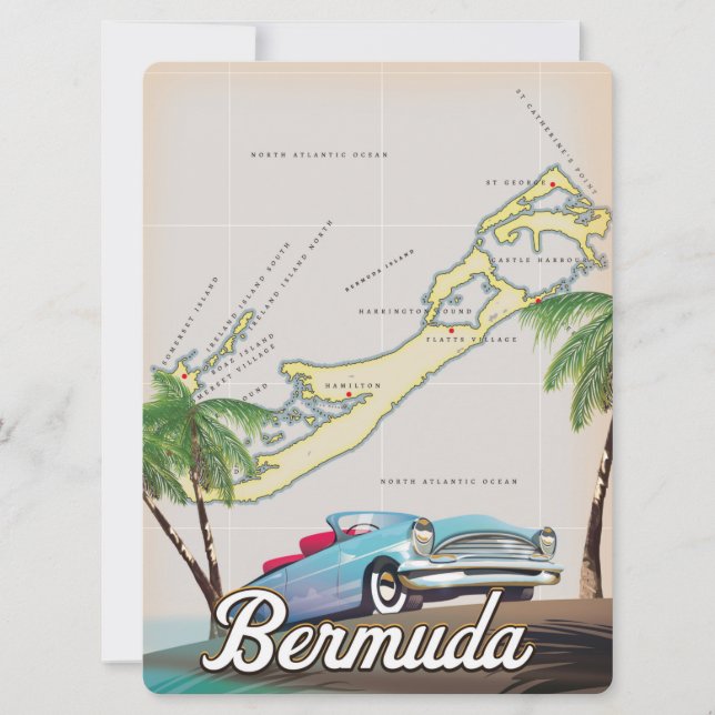 Carte Poster de voyage vintage Bermudes (Devant)