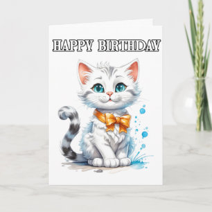 Carte Poster Kitty Chat Joyeux Anniversaire