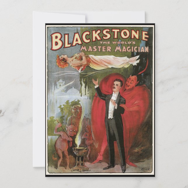 Carte Poster magique vintage, Grand Magicien Blackstone (Devant)