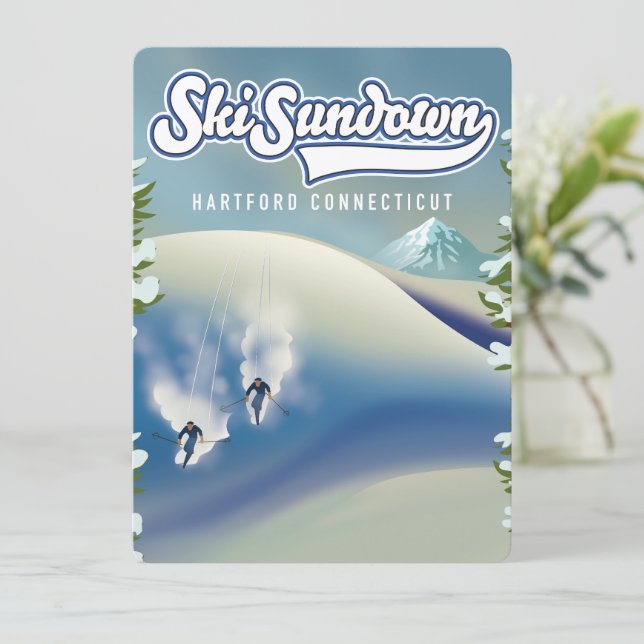 Carte Poster ski Sundown Hartford Connecticut (Debout devant)