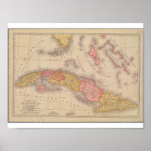 Carte poster vintage de Cuba