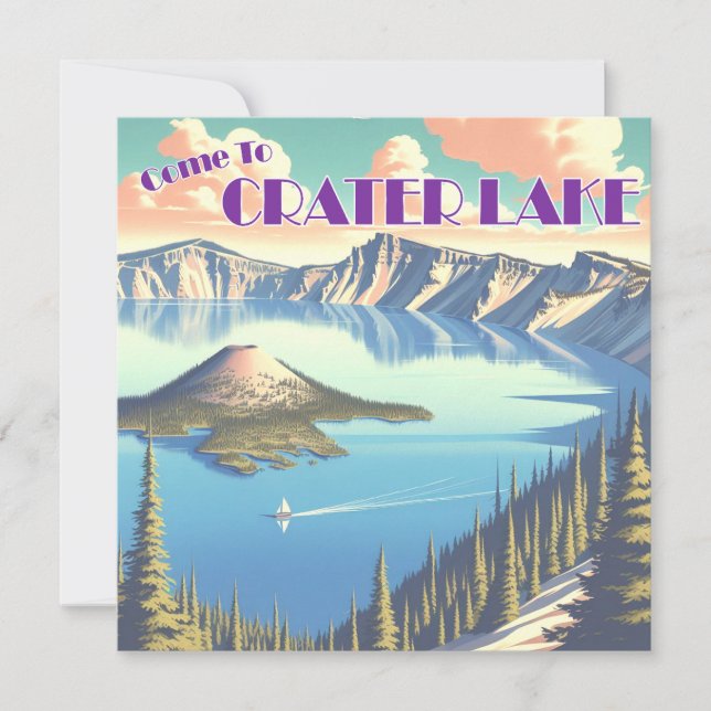 Carte Poster vintage du lac Crater (Devant)
