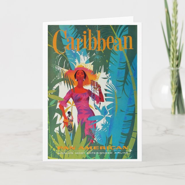 Carte Poster Vintage voyage des Caraïbes (Devant)