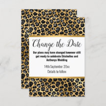 CARTE POSTPONEMENT LUXE OR LEOPARD