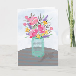 Carte Pot de fleurs avec jarre de bénédictions d'anniver