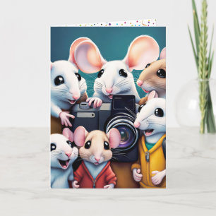 Carte Pots De Souris Avec Caméra Pour Anniversaire