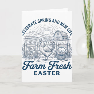 Carte Poule de Pâques fraîche de la ferme Printemps Nouv