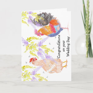 Carte Poulet aimant Félicitations pour votre jour de mar