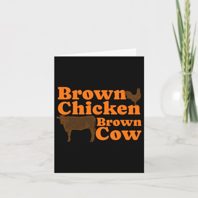 Carte Poulet Brun Vache Brune Rétro Musique Bow Chicka W (Devant)