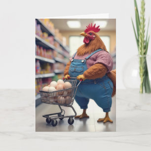 Carte Poulet d'anniversaire avec des oeufs dans un panie