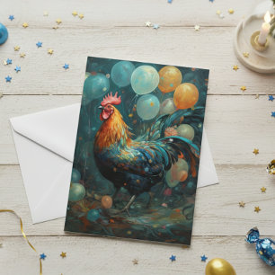 Carte Poulet De Coq Avec Ballons Anniversaire