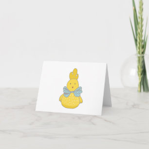 Carte Poulet de Pâques avec Bleu Bow BLANC