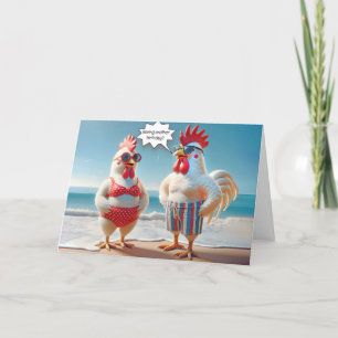 Carte Poulet D'Humour Anniversaire Sur La Plage