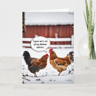 Carte Poulet D'Humour D'Anniversaire Dans Les Snowflakes