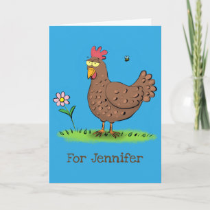 Carte Poulet drôle rustique fantaisiste dessin animé