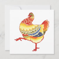 Poulet noir vintage coloré de la ferme