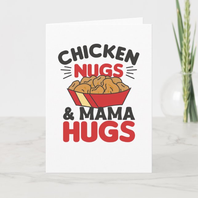 Carte Poulet Nugs Et Mama Hugs Drôle Nourriture Nuggets (Devant)