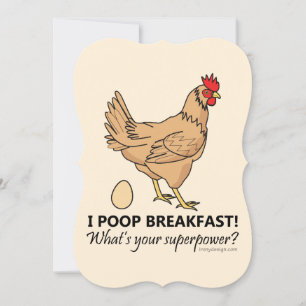 Carte Poulet Poops Petit-déjeuner Drôle Design