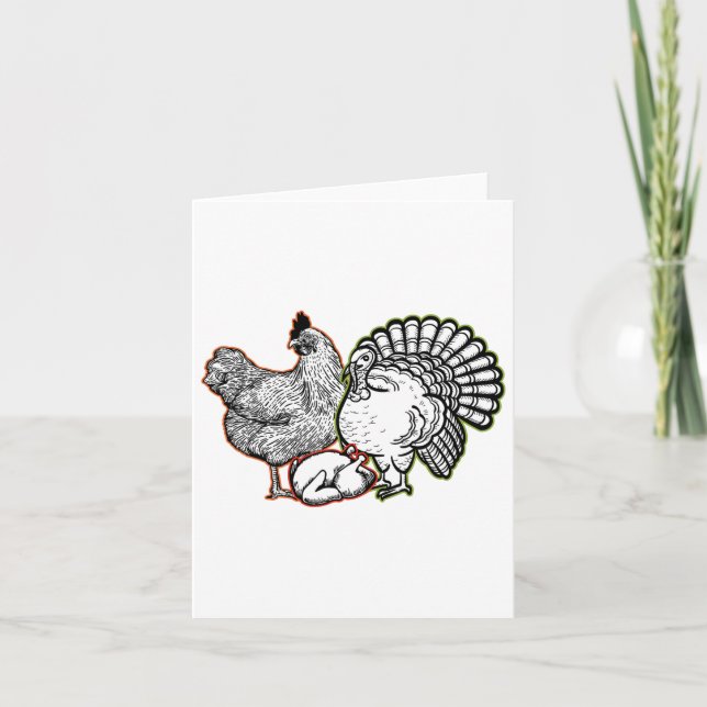 Carte Poulet Turquie Thanksgiving Day Funny Animal Fall (Devant)