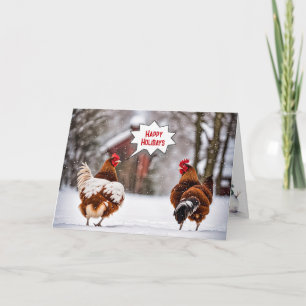 Carte Poulets De Noël Dans Les Snowflakes