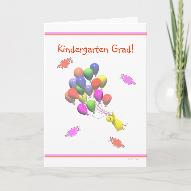 Carte Poulets et ballons Jardin d'enfants Graduation (Devant)
