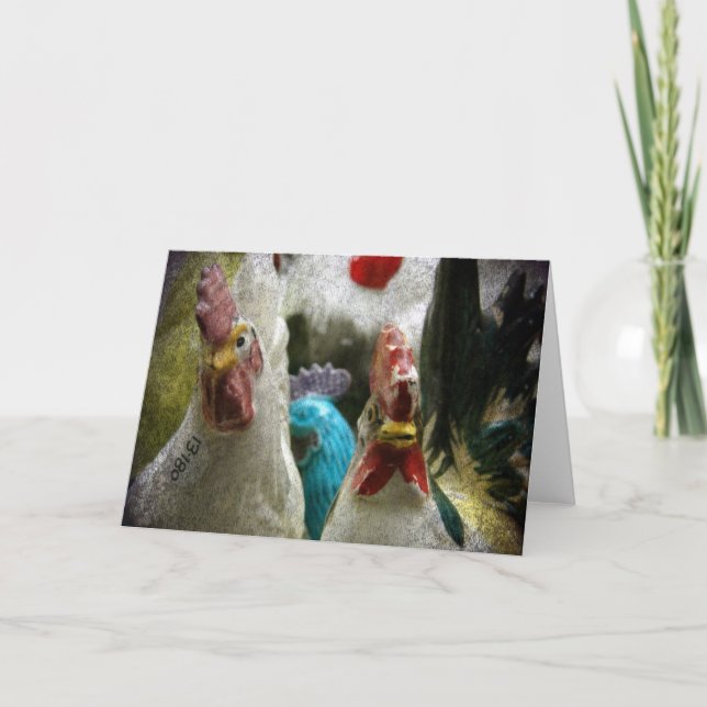 Carte Poulets vintages au magasin d'antiquités (Devant)