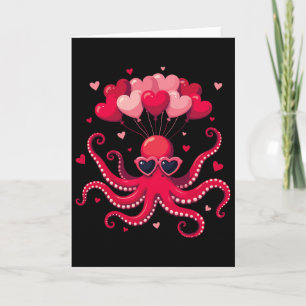 Carte Poulpe de la Saint-Valentin avec cœur Lloons Poulp