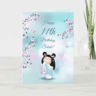 Carte Poupée Cherry Blossom Kokeshi   Filles Anniversair