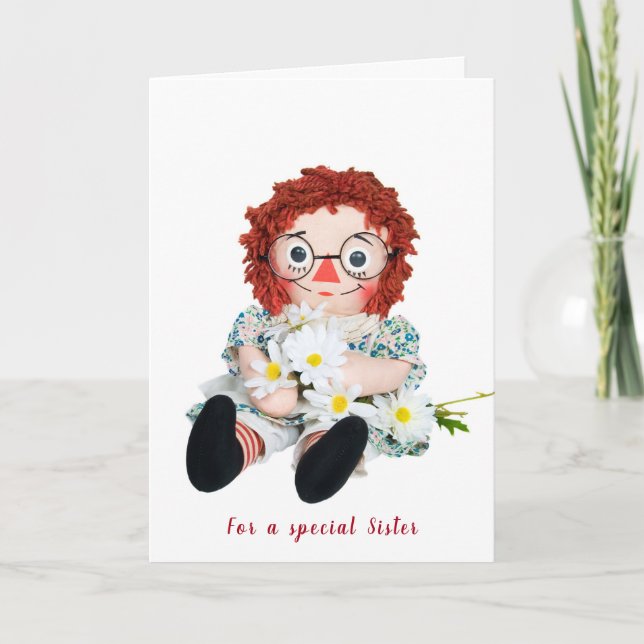 Carte Poupée de chiffon d'anniversaire pour la soeur (Devant)