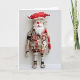 Carte Poupée de père Noël Groovy en art fibre Couture Br