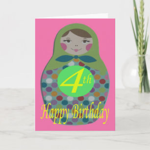 Carte Poupée russe Joyeux 4ème anniversaire