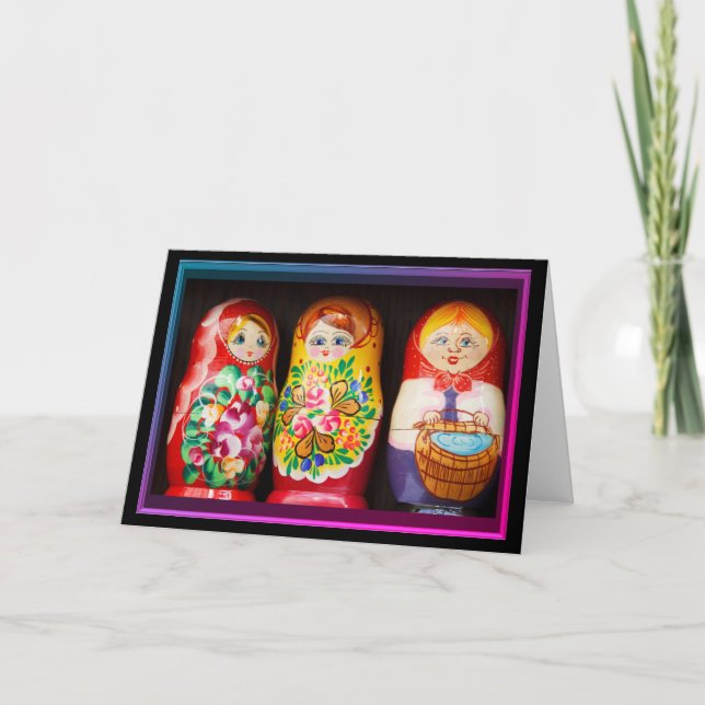 Carte Poupées colorées Matryoshka (Devant)