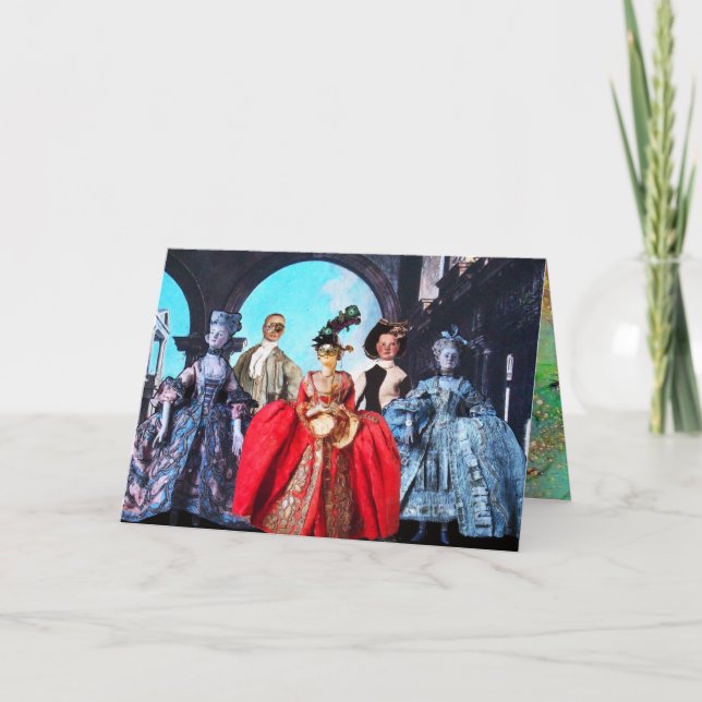 CARTE POUPÉES ITALIENNES ANTIQUES MASQUES DE MASQUERADE  (Devant)