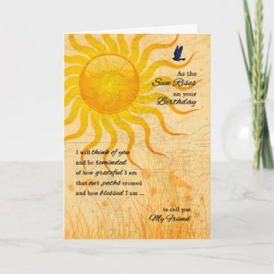 Carte pour Ami Sentimental Sun Rise Anniversaire