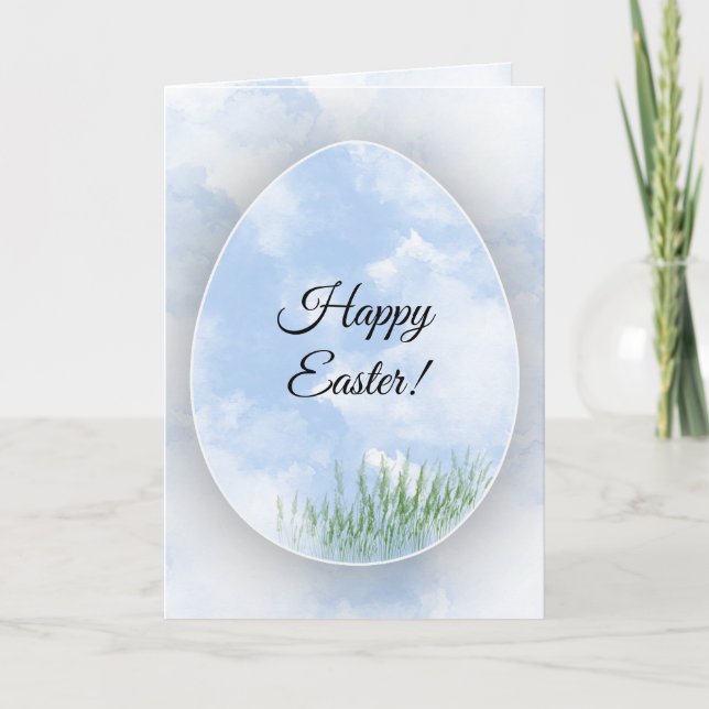 Carte pour aquarelle bleue d'oeuf de pâques (Devant)