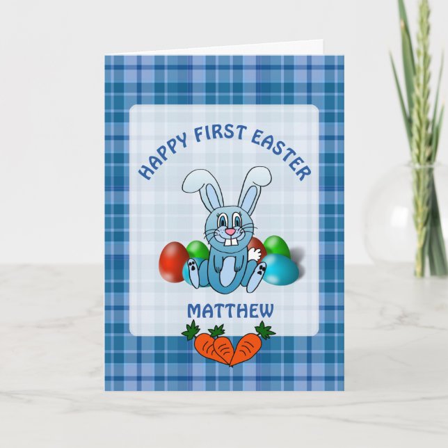 Carte pour bébé de Pâques personnalisée Happy Firs (Devant)