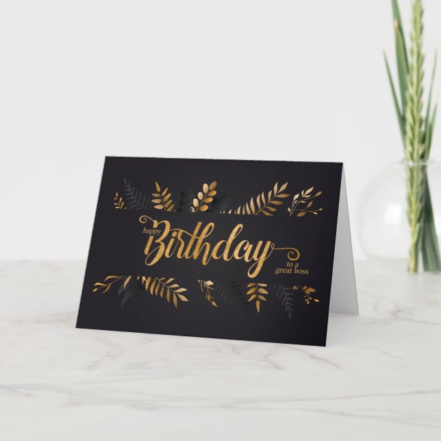 Carte pour Boss Business Botanical Charcoal Birthday (Devant)