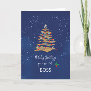 Carte Pour Boss Christmas Tree sur Navy